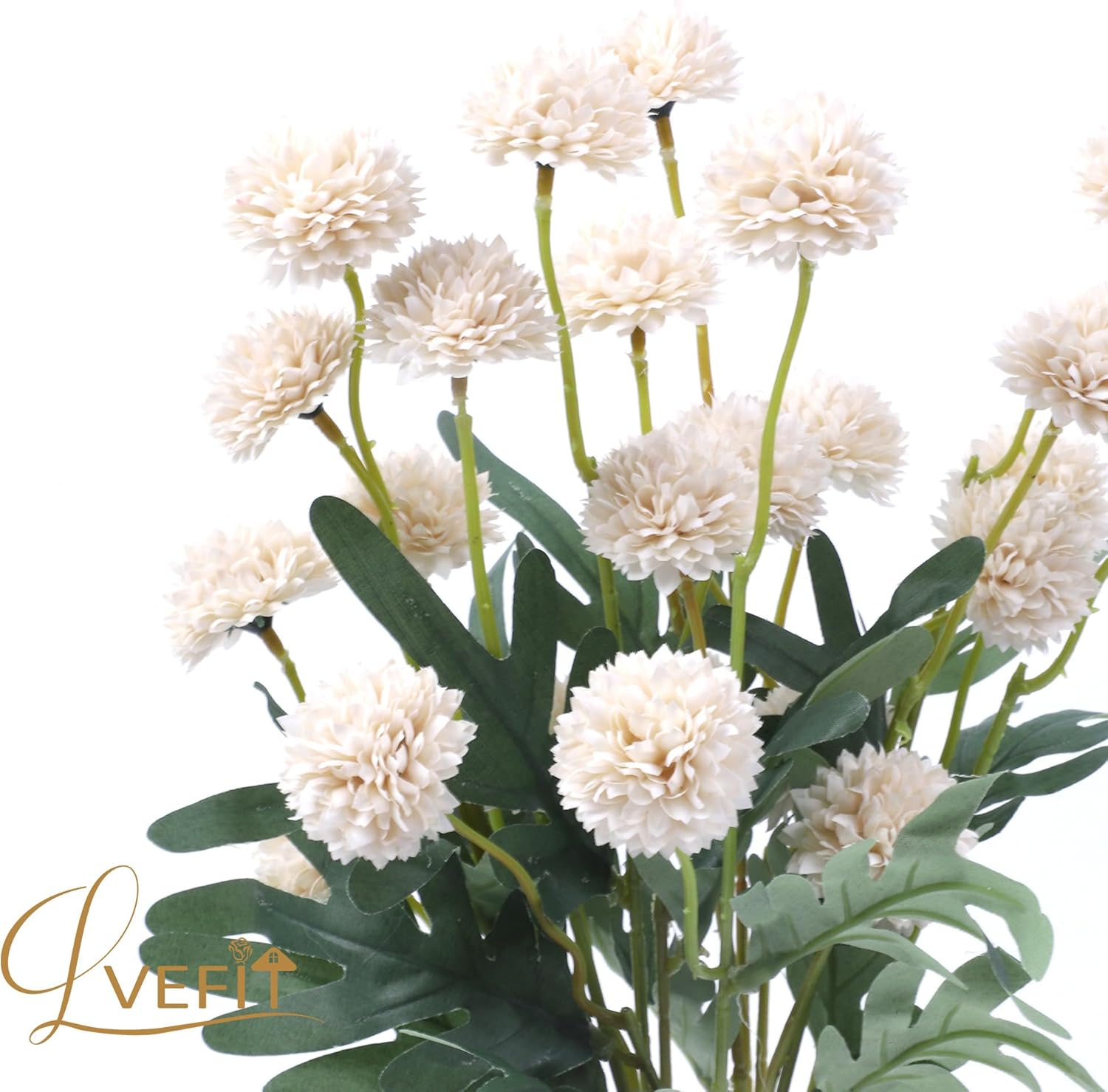 LVEFIT 10 Pcs Nude Kiku Flower Fake Mums Long Stem Flowers,Faux Kiku Flower Bulk,Silk Flowers Mini Chrysanthemum Floral Arrangements,Artificial Flowers Chrysanth Mini Fake Flower