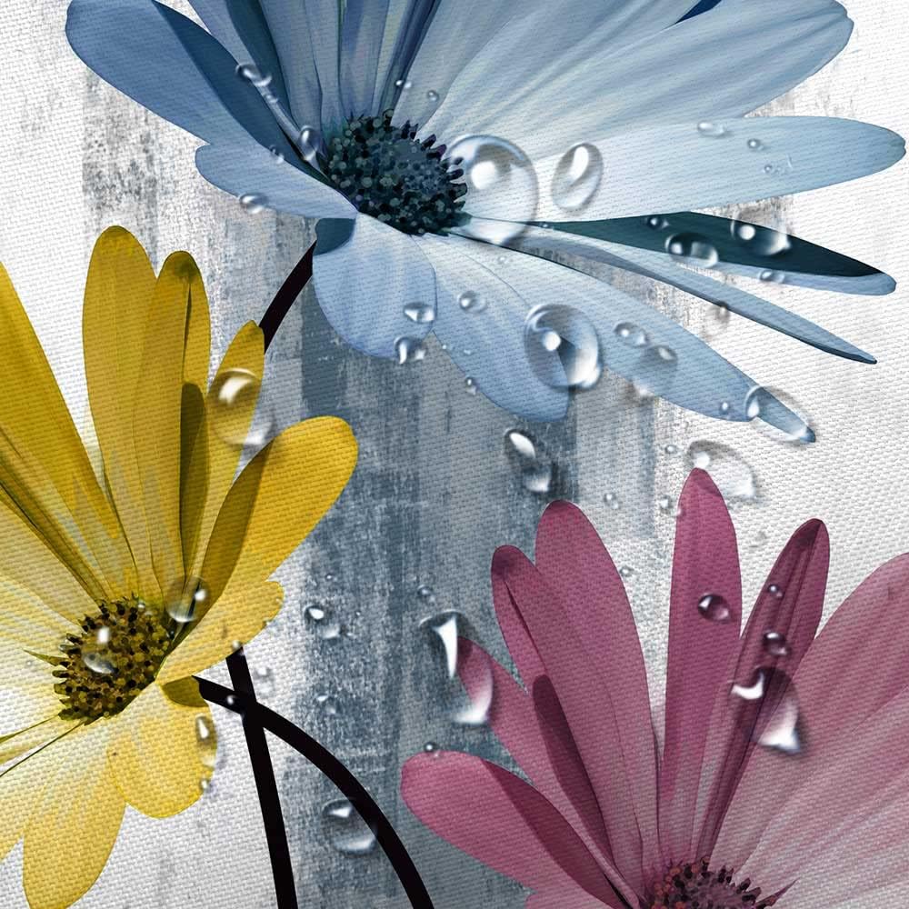 Rustic Farmhouse Shower Curtain, Farm Blue Daisy Floral Flowers and Butterfly on Country Wooden Shower Curtain for Bathroom, Turquoise Pink Yellow Bathroom Shower Curtains with 12PCS Hooks, 70X75IN