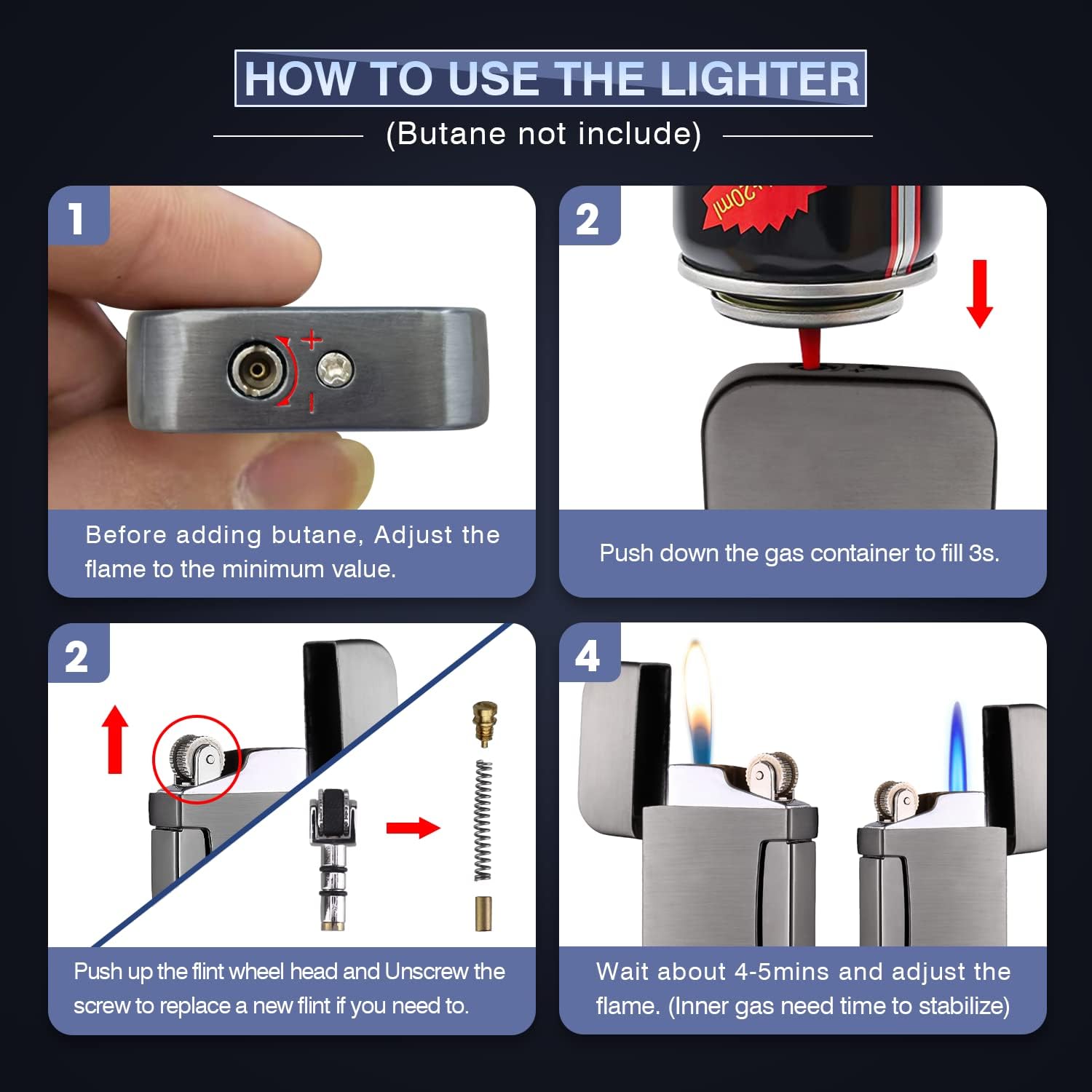 YUSUD Torch Cigar Lighter, Soft/Jet Flame Switchable and Butane Fuel Refillable Cigarette Lighter for Tobacco Pipe & Cigar, Unique Gifts for Men