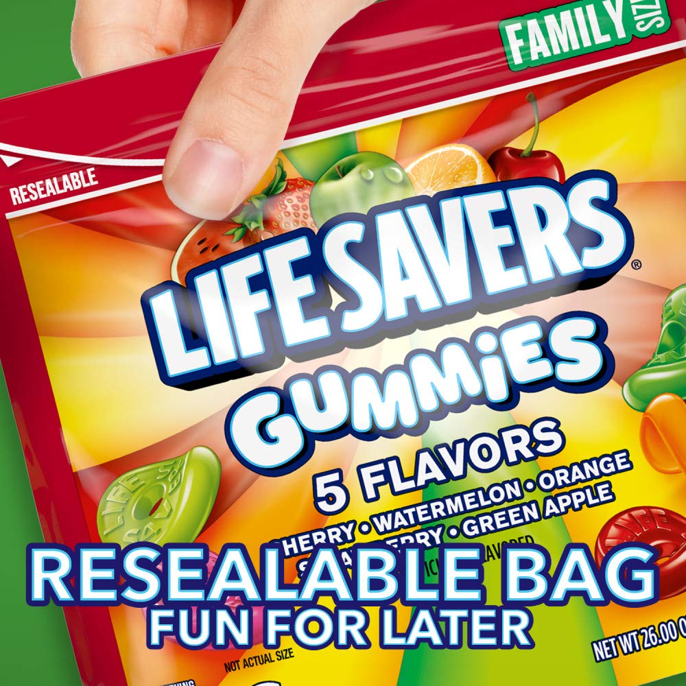 LIFE SAVERS 5 Flavors Gummies Candy Bag, Gummy Candy for Goodie Bags, Road Trips, Treats, 26 oz (Pack of 6)