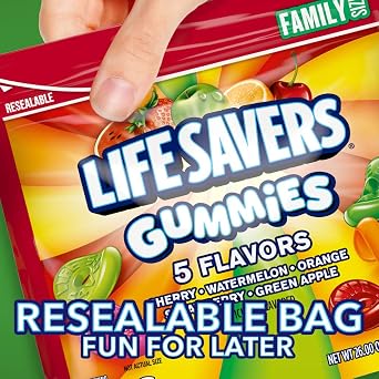 LIFE SAVERS 5 Flavors Gummies Candy Bag, Gummy Candy for Goodie Bags, Road Trips, Treats, 26 oz (Pack of 6)