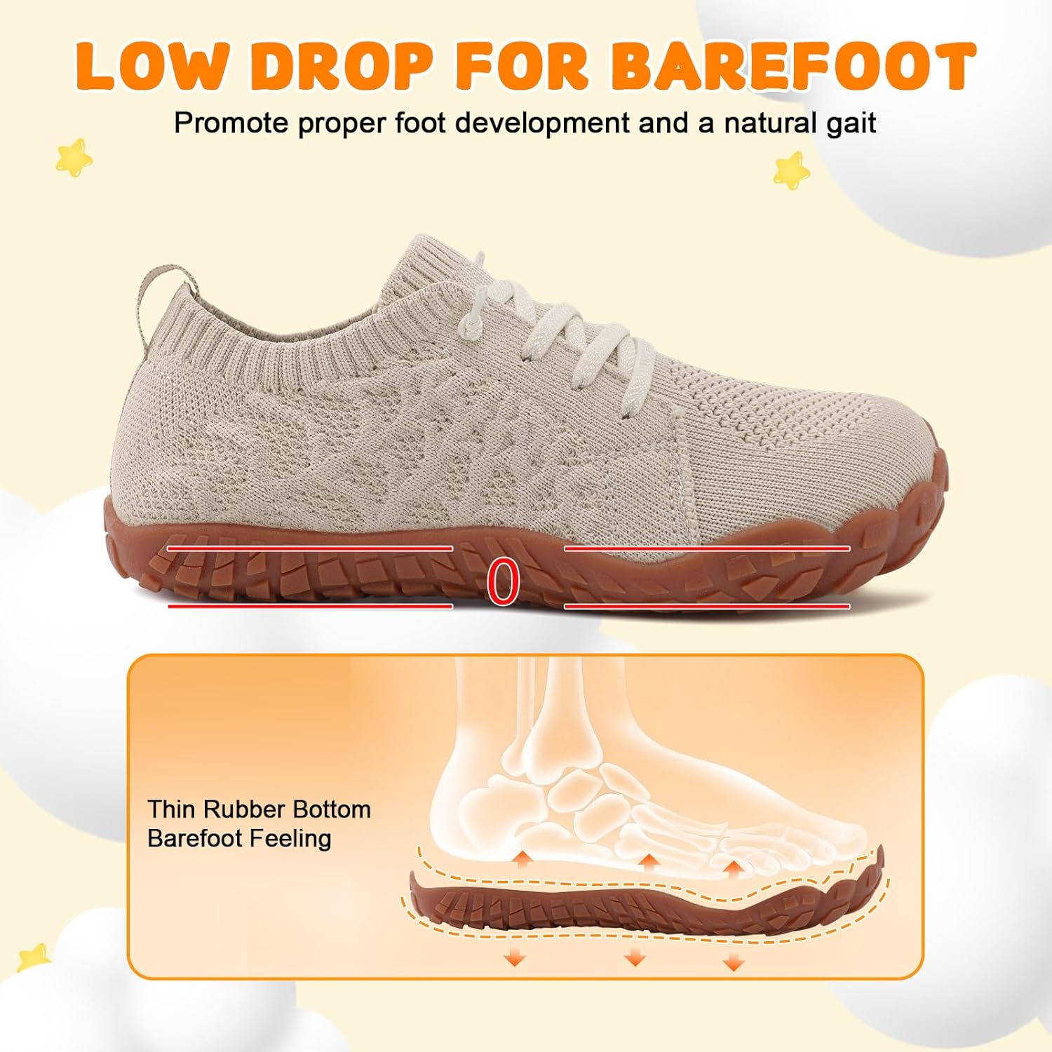 JOINFREE Kids Barefoot Shoes Boys Girls Wide Slip On Shoes Big Kids Breathable Hiking Sneakers Zero Drop Toddler Lightweight Walking Tennis Sneakers Indoor Outdoor - Image 7