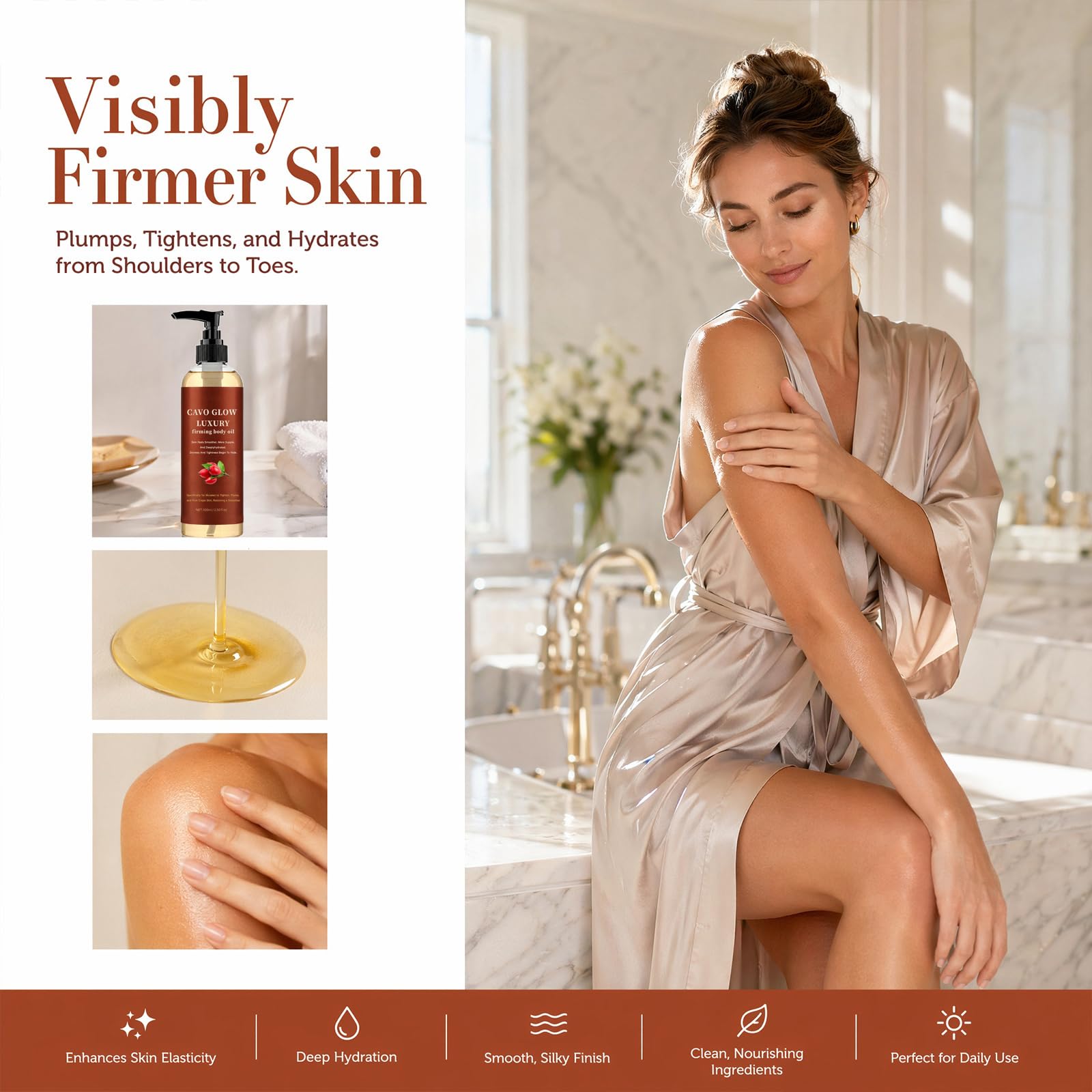 Cavo Glow Luxury Firming Body Oil for Crepey Skin