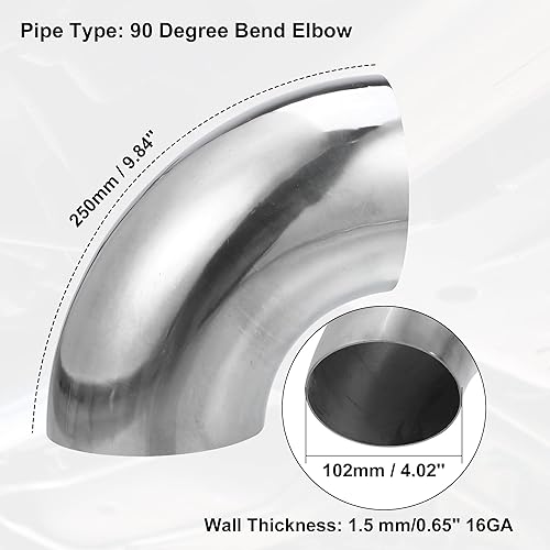 Miniatura 3 de X AUTOHAUX 2 unids OD 4 pulgadas 90 grados mandril curva codo SS304 tubo de acero inoxidable tubo de escape codo tubo de escape para coche sistema