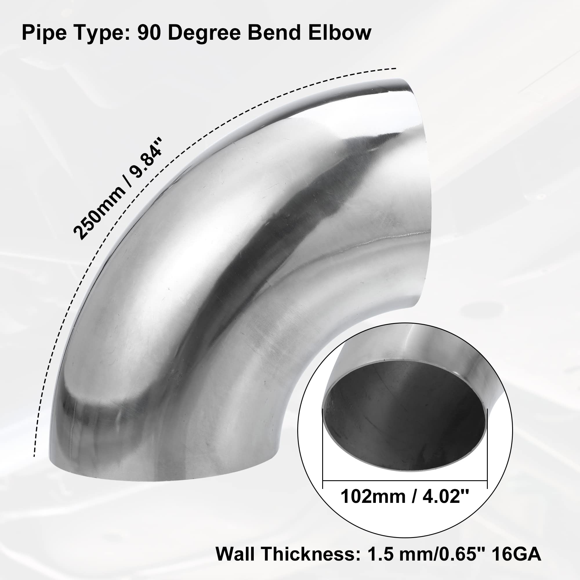 101mm 4 Pulgadas 90 Grados Rueda Apretada 1D T304 Acero Inoxidable