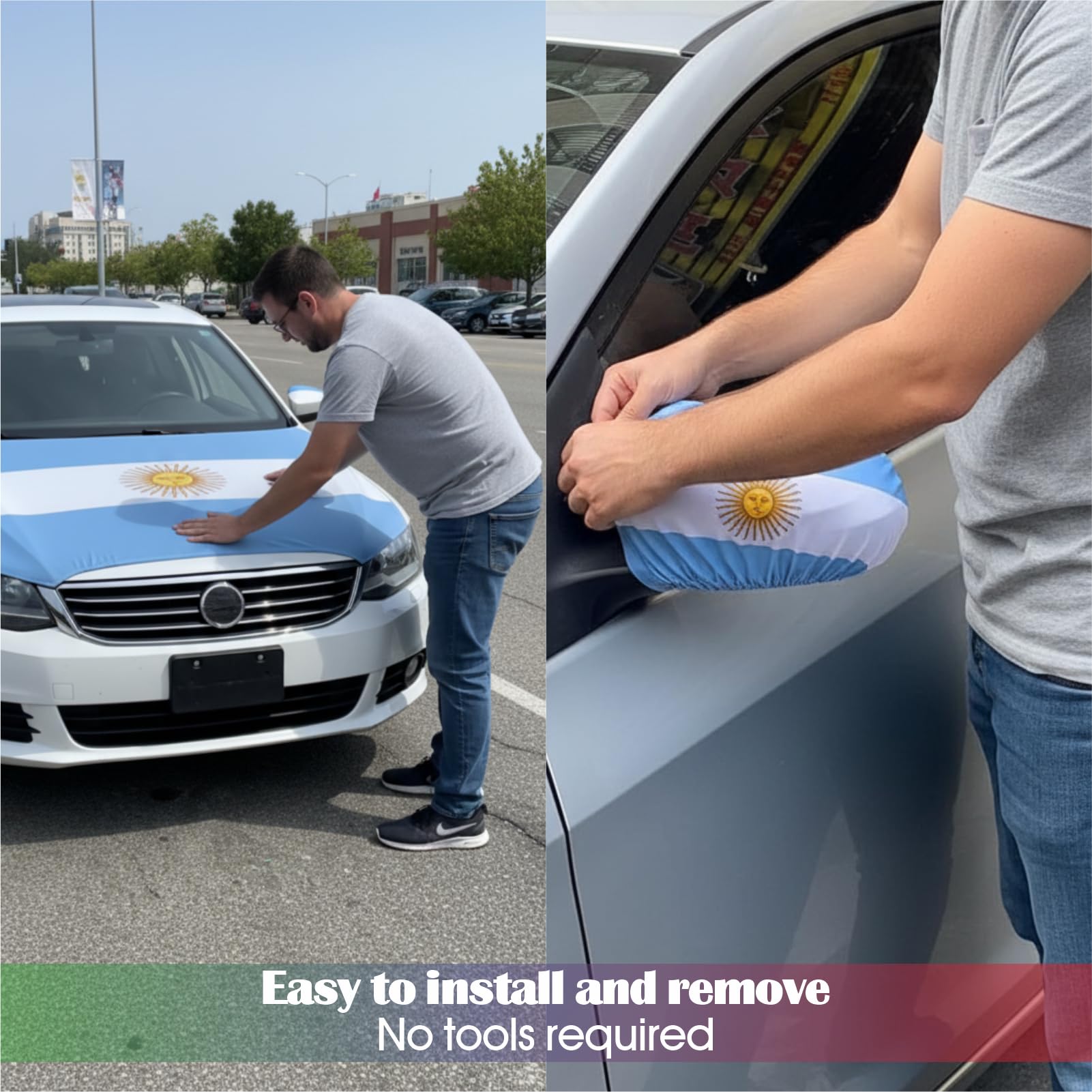 Car Flag Hood Cover & Side Mirror Cover for Argentina National