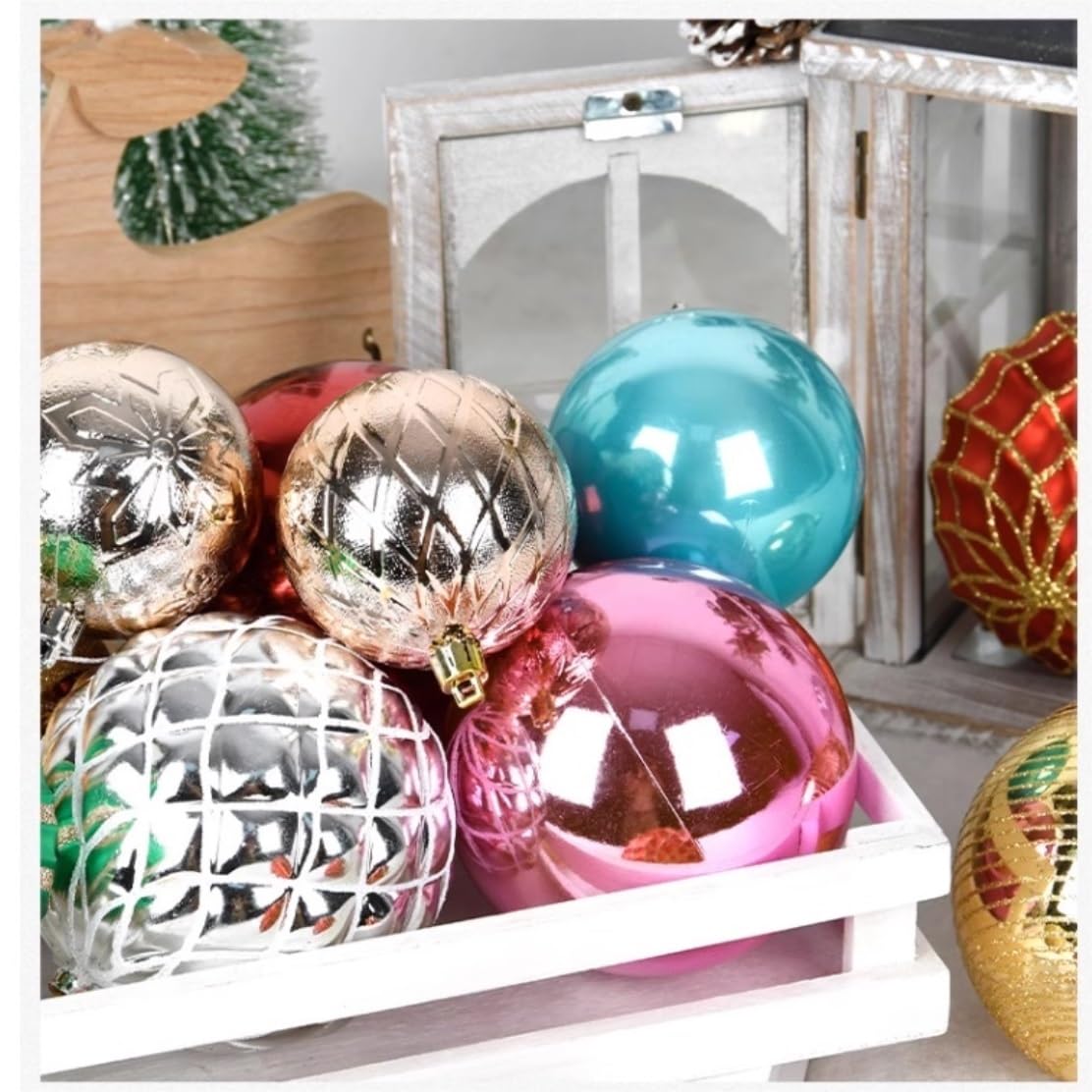 Bombki Choinkowe 6 Szt. Ozdoby Świąteczne W Kształcie Kulek Nietłukące Się Dekoracje Świąteczne Duże Wiszące Kule Na Choinkę Bombki Ozdoby (Color : B-3.14inch)