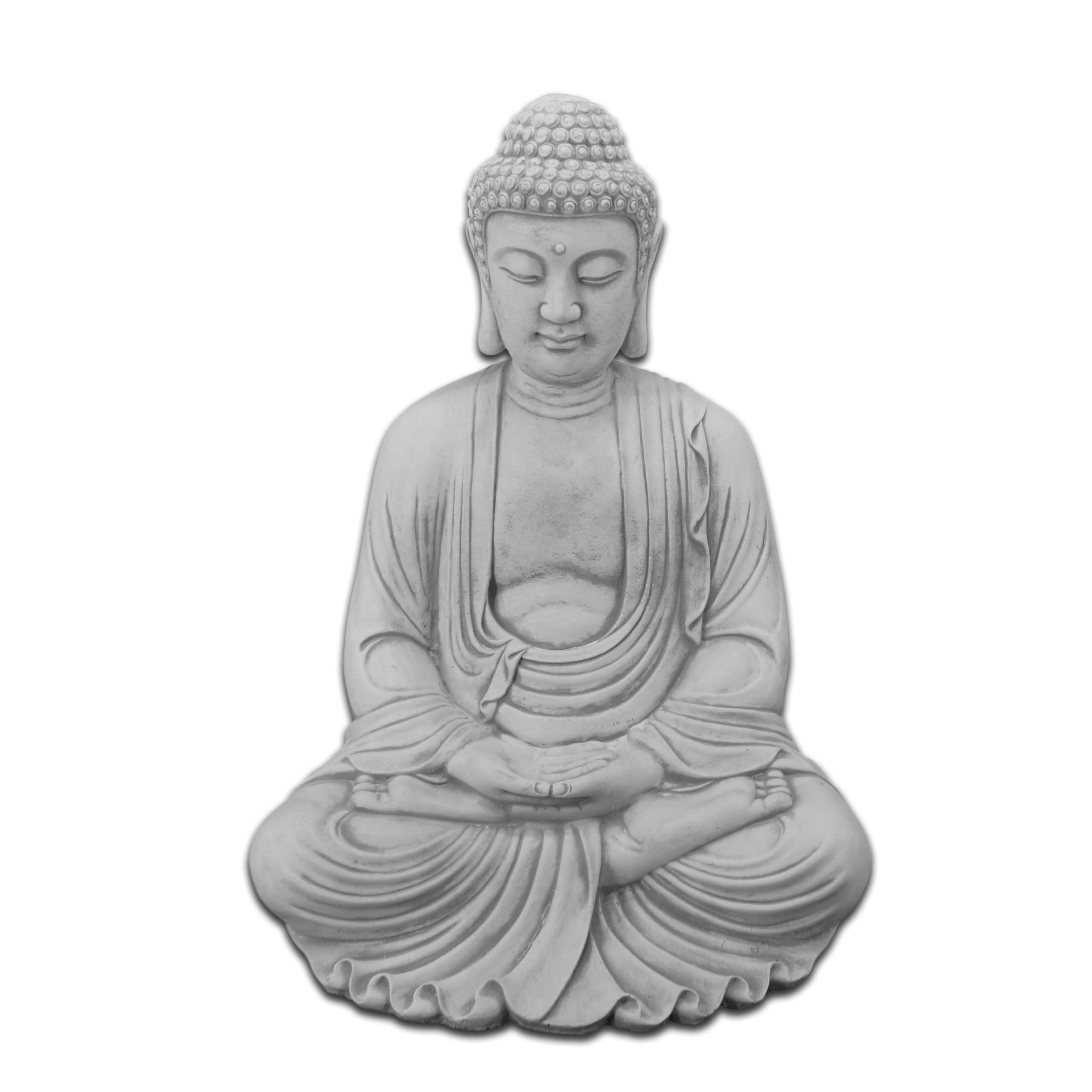gartendekoparadies.de Statue de Bouddha Gardien du Temple Statue en Pierre Hauteur 56 cm 39 kg Gris Résistant au gel en Pierre pour Extérieur