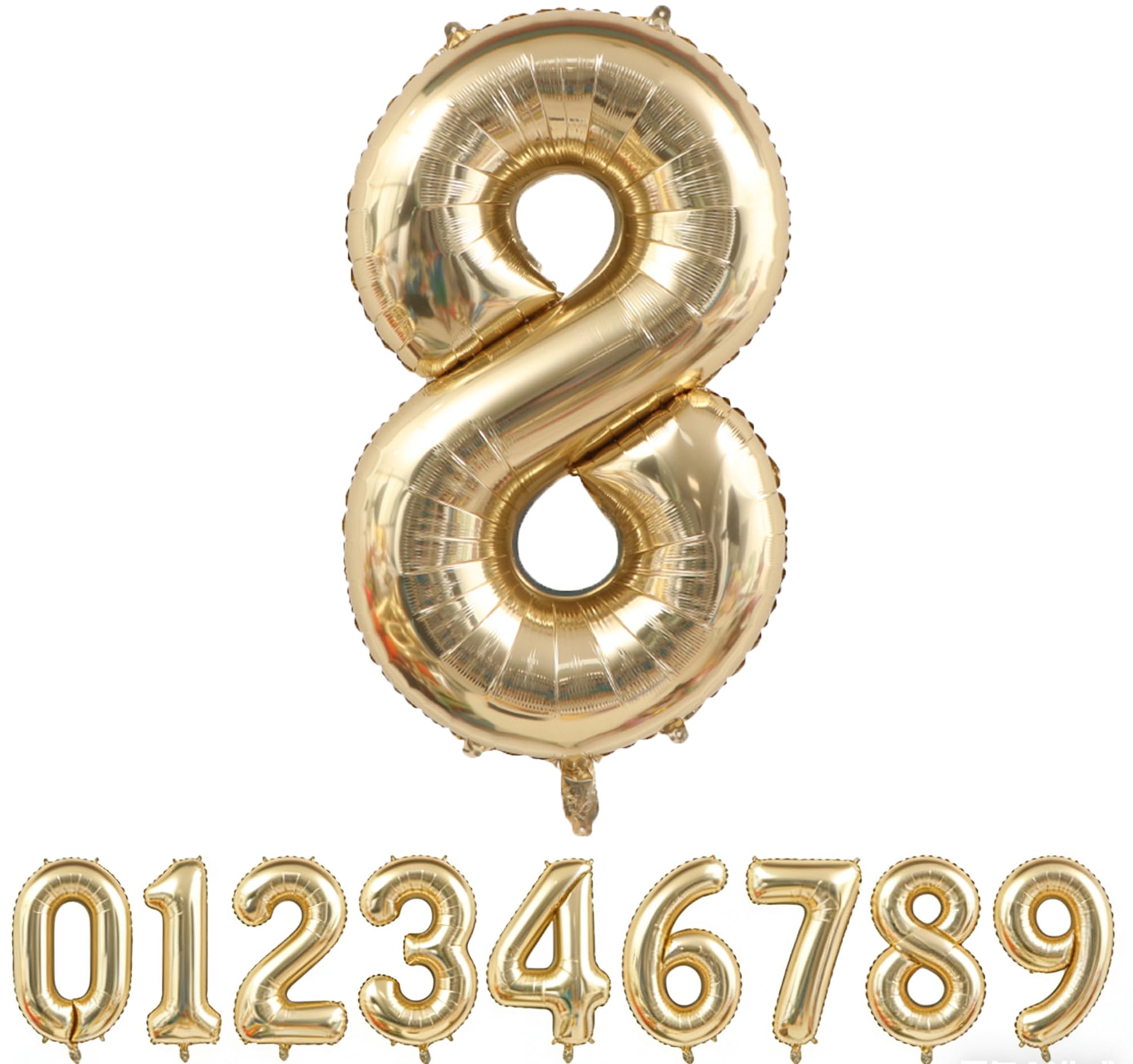 Light Gold Number 8 Foil Balloon 40IN Champagne Gold 8 Mylar Helium Balloon | 8th Birthday Giant Balloon for Girls Boys Anniversary Events Party Decorations Supplies