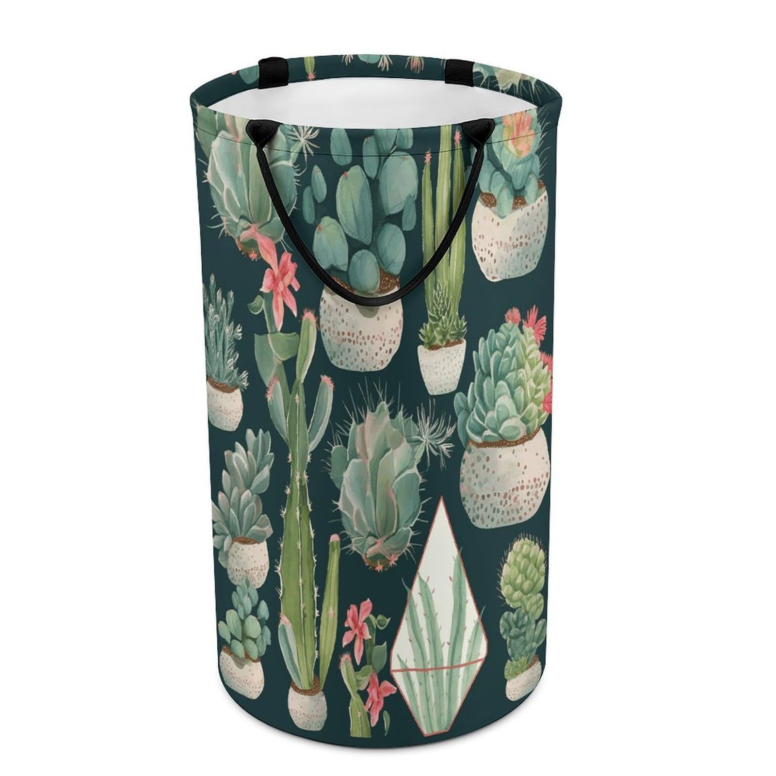 Succulent Plants And Cactus Laundry Basket Large Foldable Laundry Hamper with Handles Freestanding Collapsible Clothes Basket Waterproof Portable Dirty Clothes Hamper for Bathroom 86L