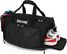 Spalding Duffle Bag Gym Bag for Men and Women | Large Black Duffel with Shoe and Wet Compartment | Use for Sport Gear and Accessories | Waterproof Bags for Sports Fitness Workout Travel