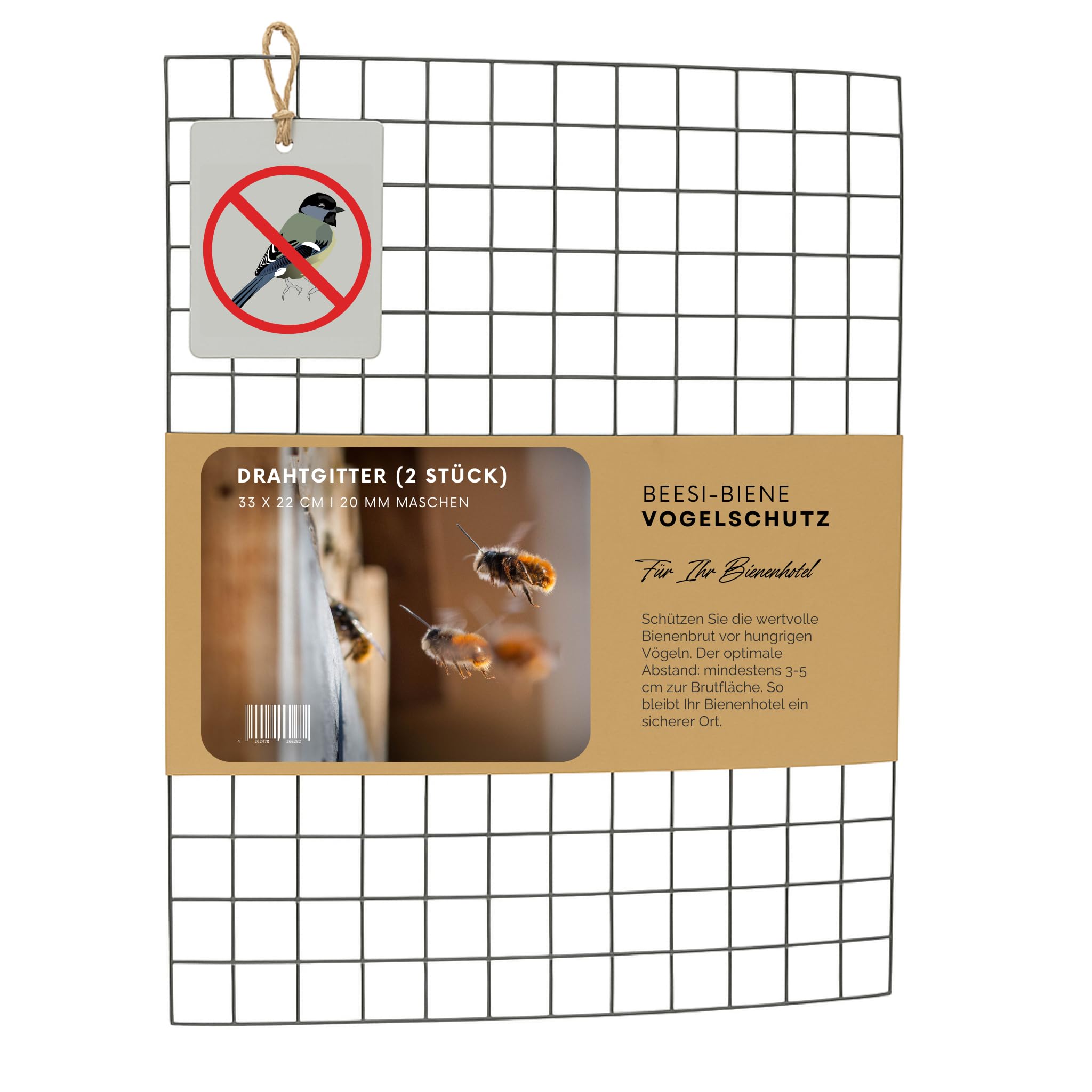Drahtgitter für Insektenhotel 33x22,8cm I 19mm Maschenweite I Schutzgitter für Wildbienen I Metallgitter Bienenhotel I Vogelschutz Insektenhotel (Silber, 4 Stück)