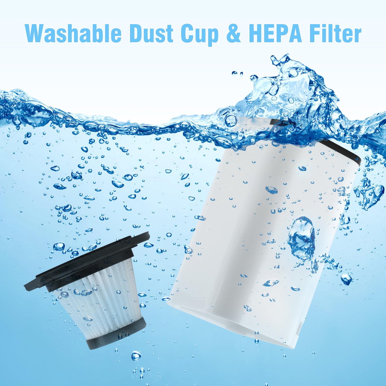 Handstaubsauger Akku, 20000Pa Auto Kabellos | Staubsauger Testsieger mit Waschbar HEPA-Filter Mini Kleiner Wiederaufladbarer Handstaubsauger für Tierhaare, Büro, Haus