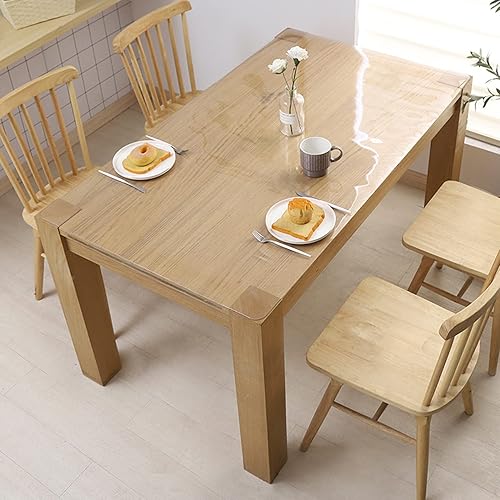 Miniatura 5 de XFKJYXGS Mantel protector de mesa de comedor de plástico transparente, fácil de limpiar, de 35.4 x 55.1 pulgadas
