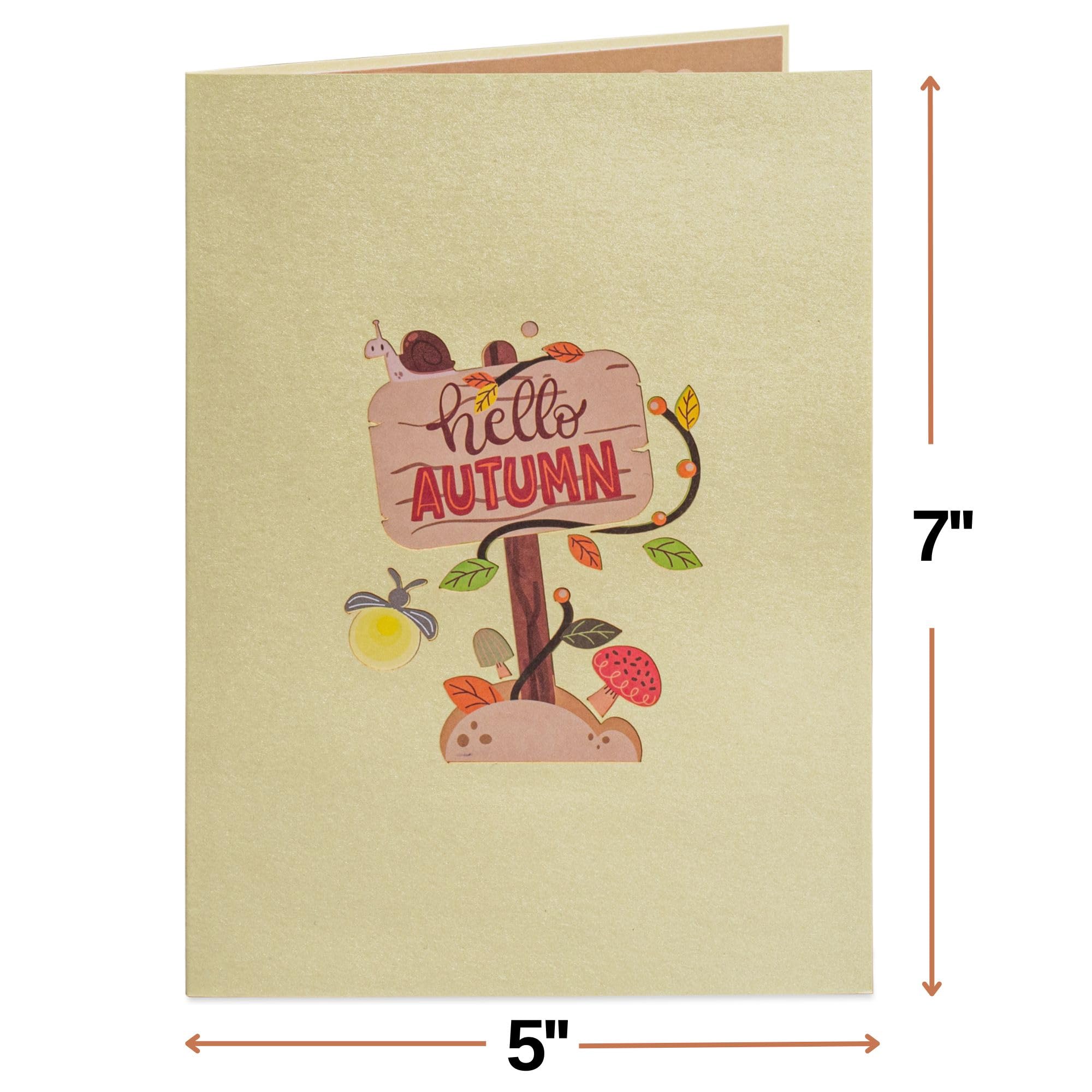 Paper Love Tarjeta desplegable 3D, gnomo de otoño, tarjeta de otoño, saludo, Acción de Gracias, funda de 5 x 7 pulgadas, incluye sobre y etiqueta para notas