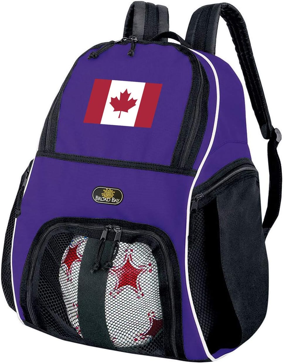 Broad Bay Canada Flag Soccer Backpack or Volleyball Bag Purple