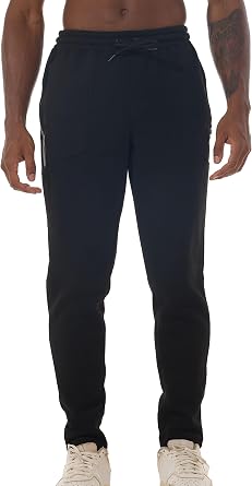Mens Fleece Joggers with Zipper Pockets Athletic Pants Traning Track Pants Sweatpants for Hiking, Travel