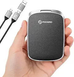 PHIXERO SSD externo portátil de 128 GB até 550 MB/s, USB 3.2 geração 2 USB C para C e A para smartphone/tablet/PC/laptop/câmera (preto)