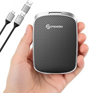 PHIXERO P5plus - SSD portátil de 256 GB, color negro