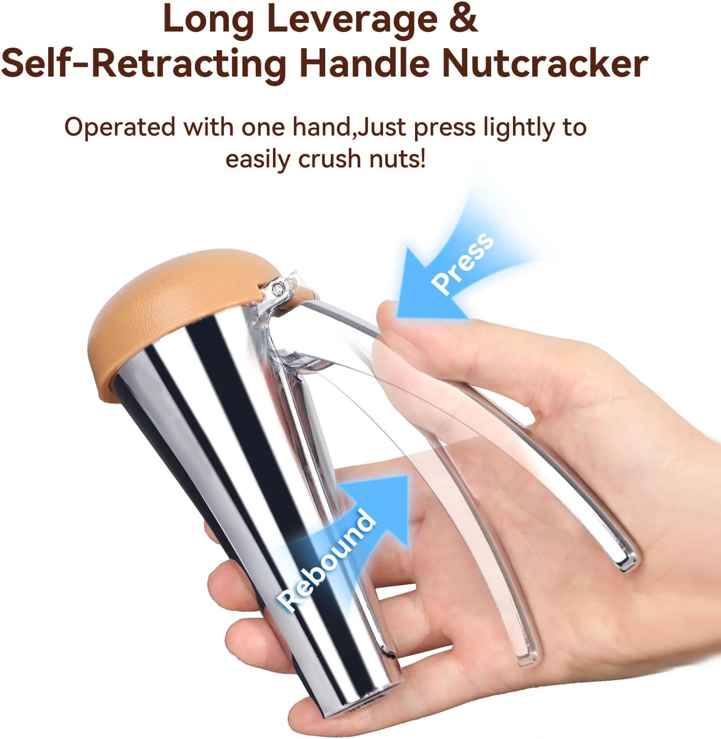 Nut Cracker, Heavy Duty Nutcracker with Splash-Proof Lid, Walnut Cracker Tool with Ergonomic and Self-Retracting Handle -Cracks Large to Medium Sized Nuts With Little Effort - Image 5
