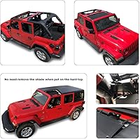 Vista 3 de Shadeidea - Parasol para Jeep Wrangler JL Unlimited (2018-2023) de 2 puertas y 4 puertas frontales, pantalla de malla negra para parasol JLU SAHARA