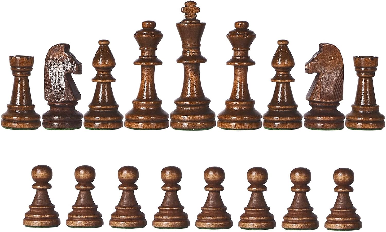 Vamslove Wooden Heavy Weighted Chess Pieces Only-3.8'' King-Extra 2 Queens-34 Wood Tournament Chessmen for Chess Set,Velvet Storage Bags Included