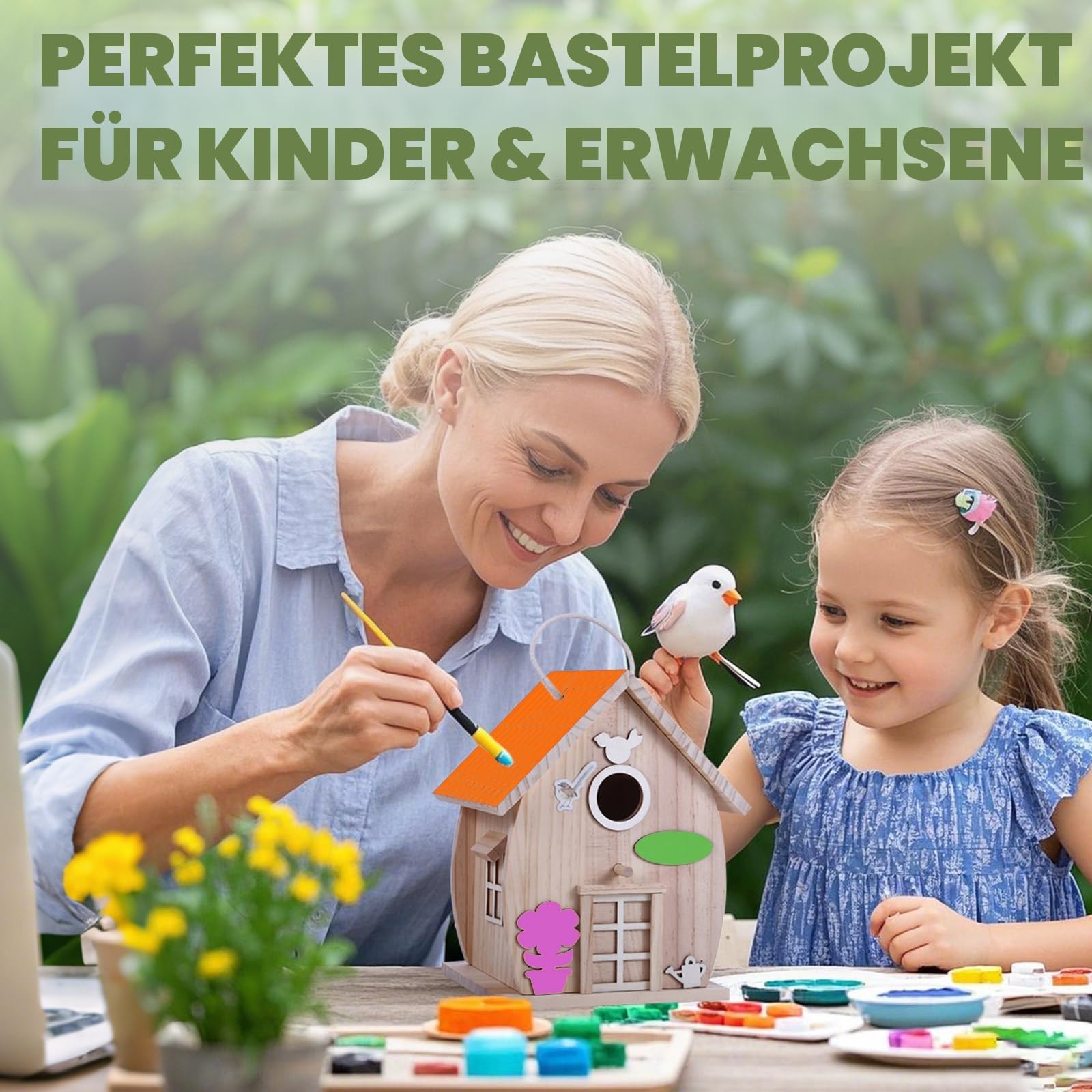 Holz-DIY-Vogelhaus-Set für Erwachsene zum Bauen, Outdoor-Holzarbeiten, Freihandmalerei, hängendes Vogelhaus für Garten- und Hofdekoration, Geschenk