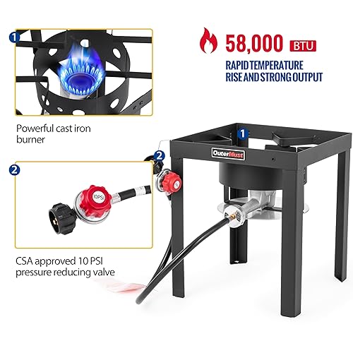 Miniatura 5 de Freidora de pescado para exteriores, olla de 12 cuartos de galón y cesta interior con quemador de gas para cocinar al aire libre, ideal para freír