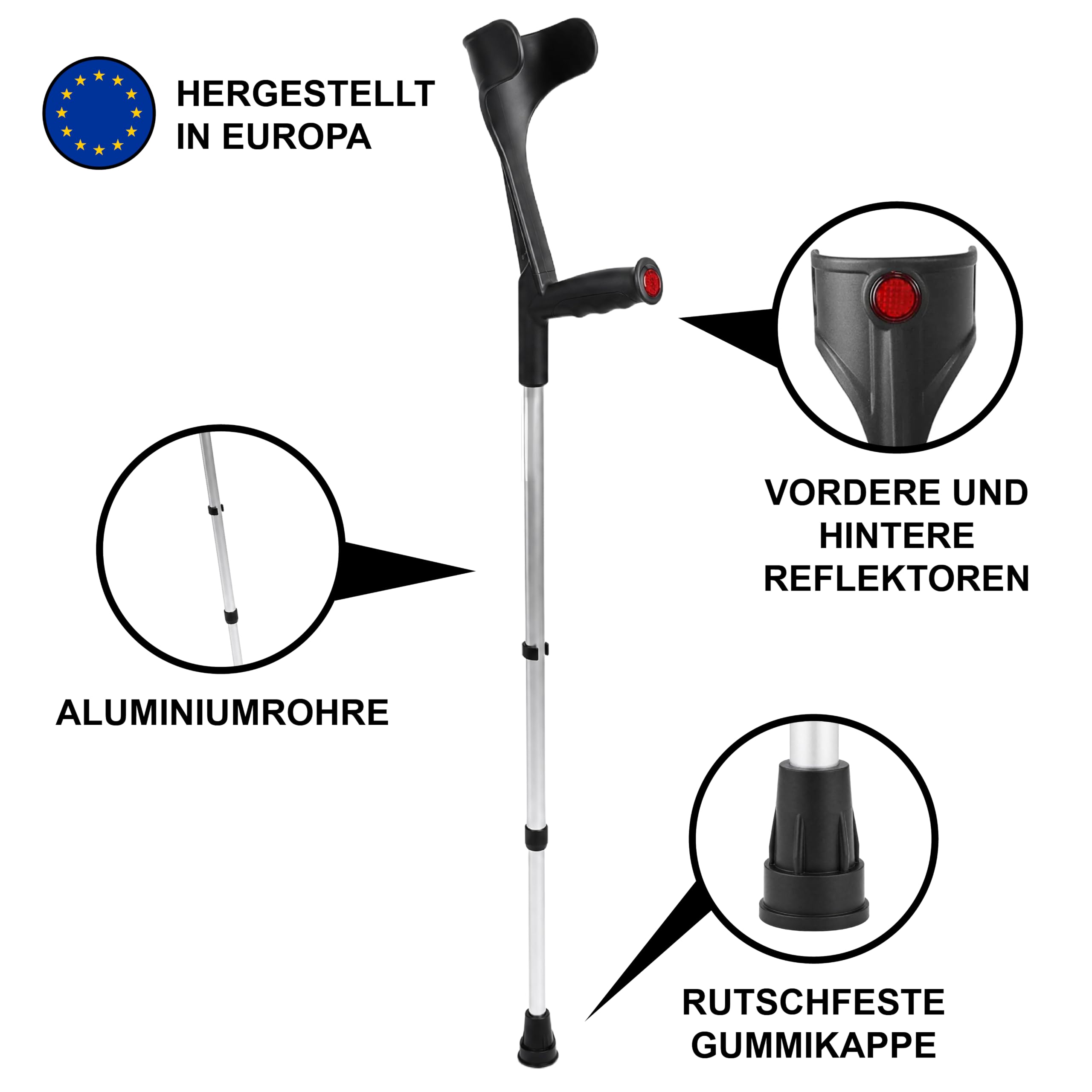 PEPE Mobility Krücken für Erwachsene (x2 Stück), Unterarmgehstützen, Orthopädische Gehstützen Blau