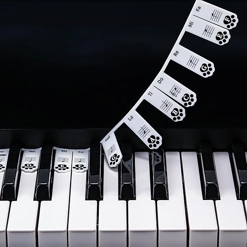 XynkoreX Silicone Piano Keyboard Stickers, Removable Piano Keyboard Note Labels for Learning, 88-Key Full Size, Piano Notes Guide for Beginner, Reusable Comes Unique and cute dog paw design (Black)