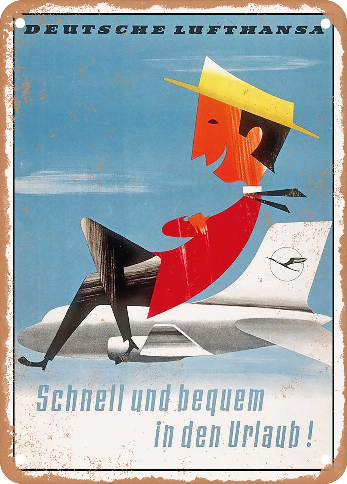 Miaomansenstore Metal Sign - 1958 Deutsche Lh Quick And Comfortable On Vacation Vintage Ad Home Decor