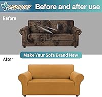 Vista 162 de Asnomy Couch Covers for 3 Cushion Couch Stretch Sofa Covers Slipcovers, Pet Protector Furniture Covers for Dogs Cats Spandex Jacquard Fabric Small