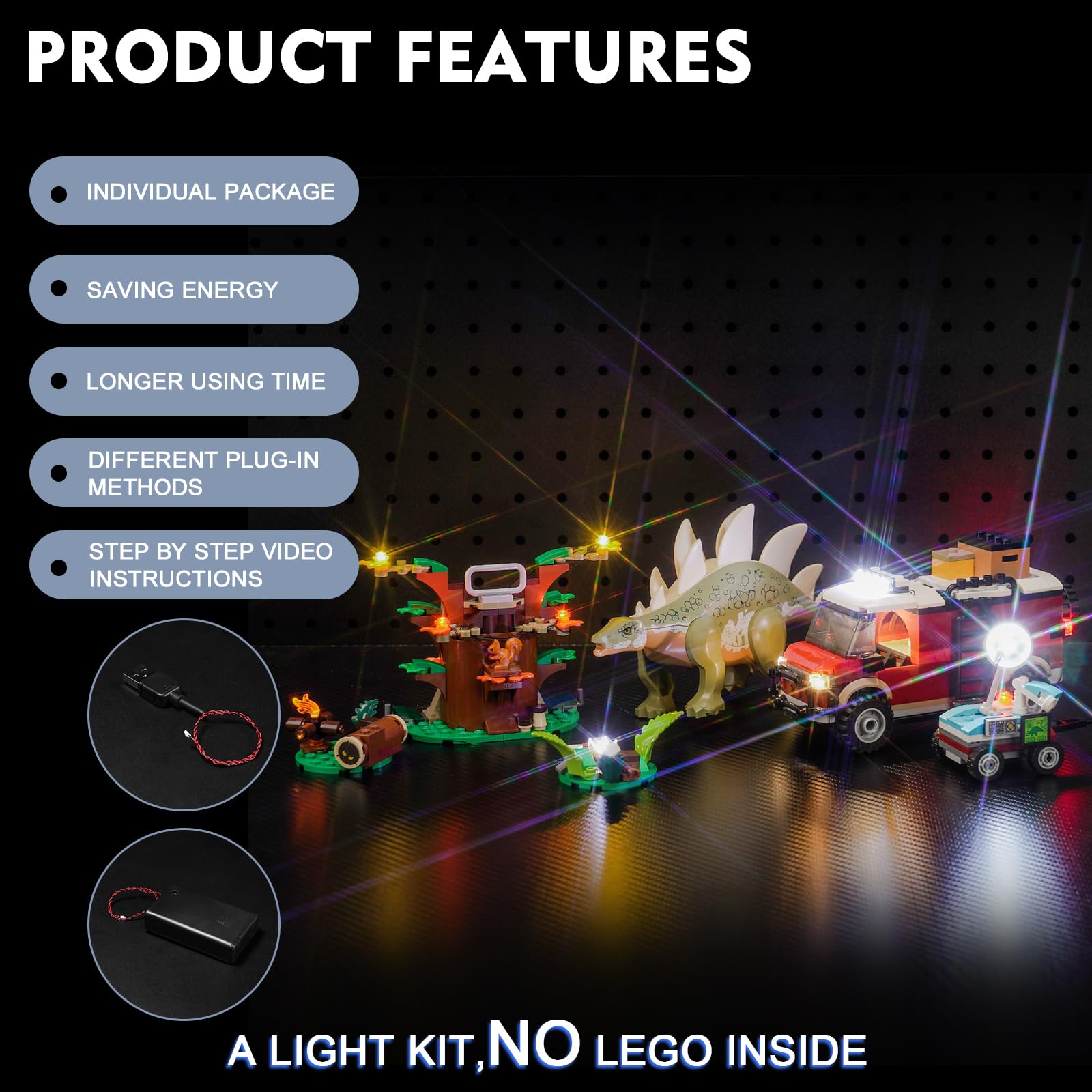 Led Light Set for Dinosaur Missions: Stegosaurus Discovery - Decoration Lighting Set for Lego Dinosaur Creativity - Image 4