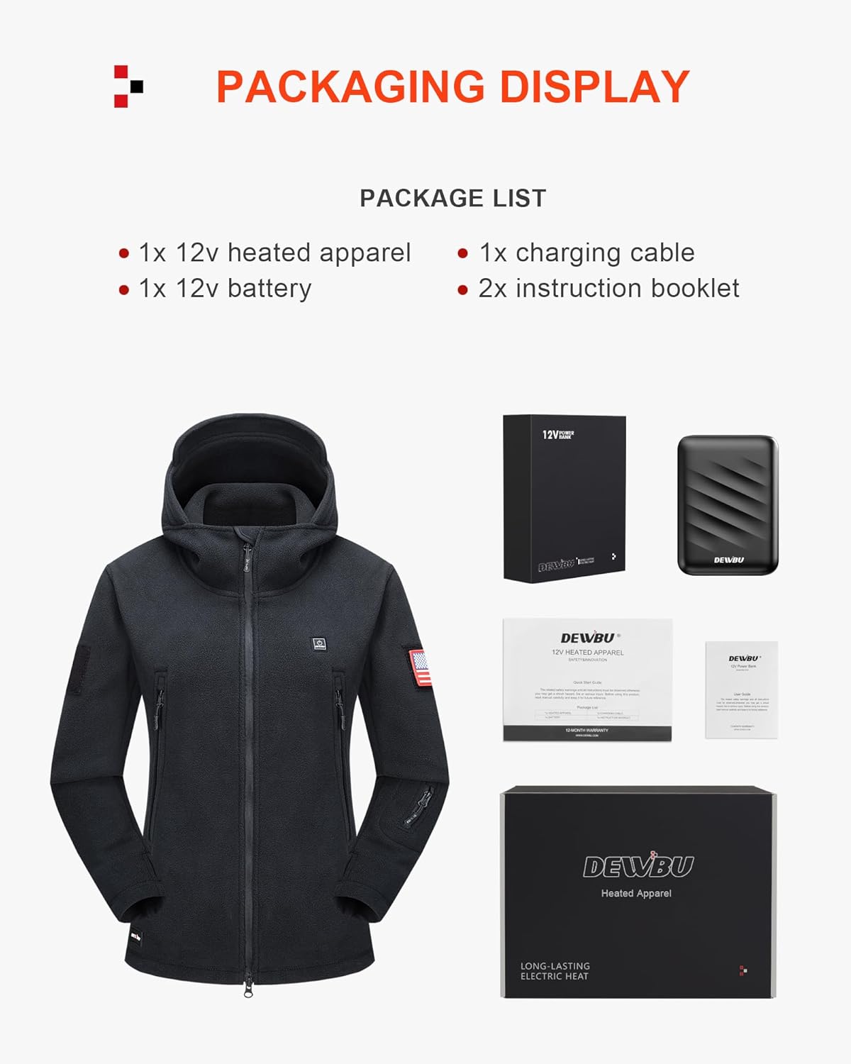 DEWBU Heated Jacket Polar Fleece with 12V Battery Pack Soft Fleece Electric Heating Hoodie for Women - Image 6