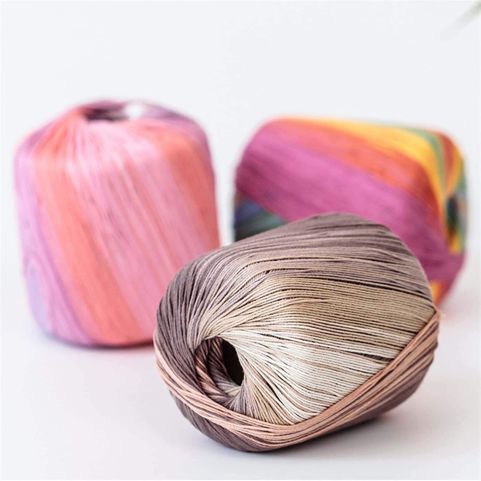 Milisten Gradient Baumwollgarn – 1 Rolle, 133 M, Regenbogenfarbe Zum Häkeln & Stricken