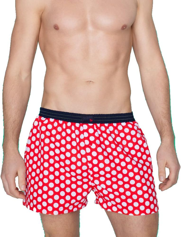 UnabuxBoxer Short Red Dot - red with White dots