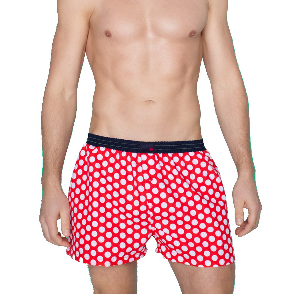 UnabuxBoxer Short Red Dot - red with White dots