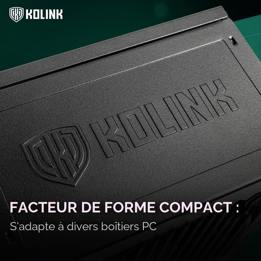 Alimentation de la série Kolink Regulator, 80 Plus Gold, ATX 3.0, Entièrement modulaire, PCIe 5.0, 12VHPWR, Condensateurs Japonais à 100%, 140 mm, 850 W
