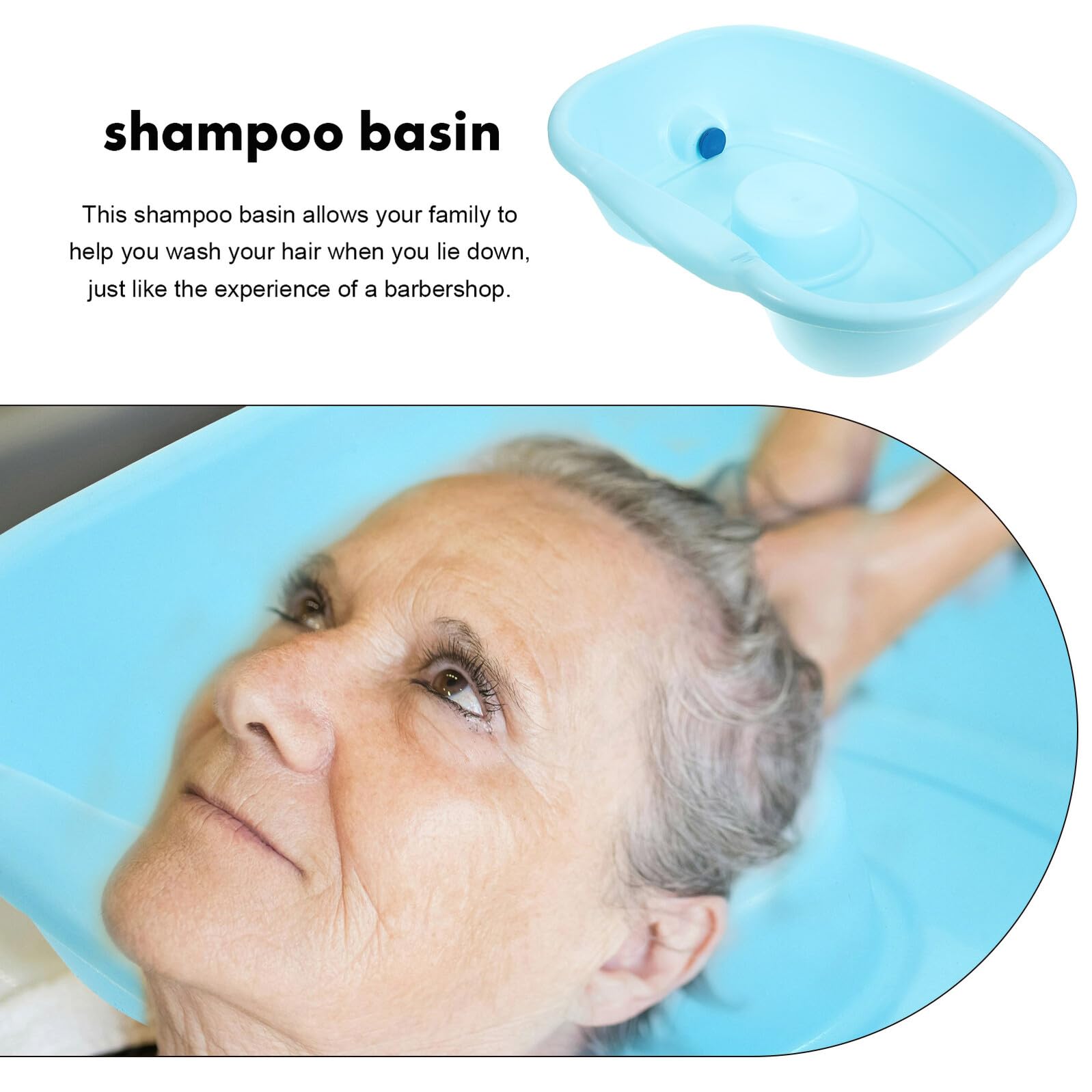 Abaodam Lavatesta Portatile per Lavare i Chioma Bacinella in Plastica Ergonomica per Spalle e Collo per Adulti e Donne in Gravidanza, Set per Uso a Letto