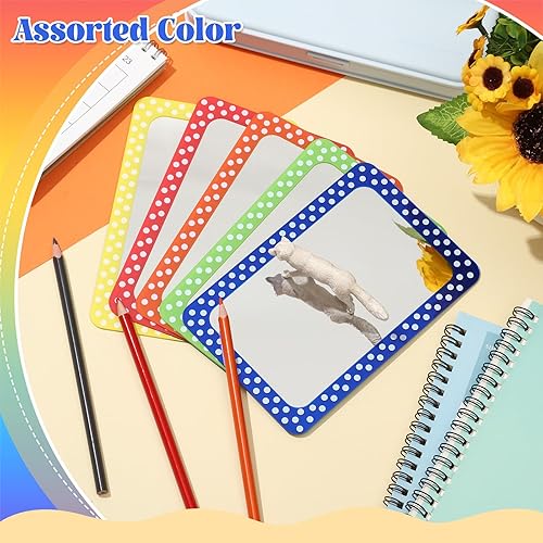 Miniatura 6 de Dandat 10 espejos pequeños para manualidades, preescolar, a prueba de roturas, espejo de plástico para niños, de 6 x 4 pulgadas, esquinas redondas,