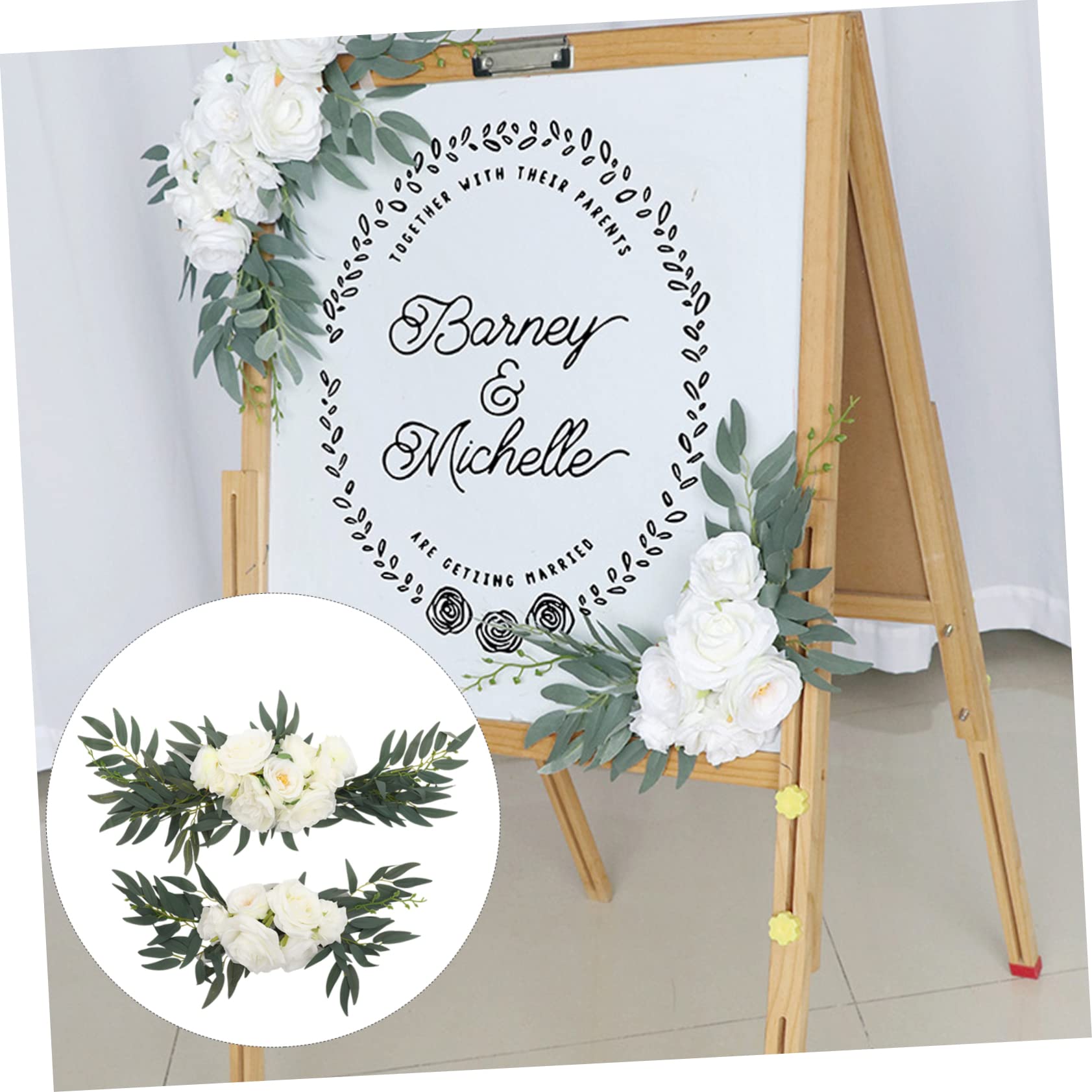2er Satz Kunstblumen Swag Hochzeit Deko Blumengestecke Künstlich Traubogen Willkommensschild Blumendekor