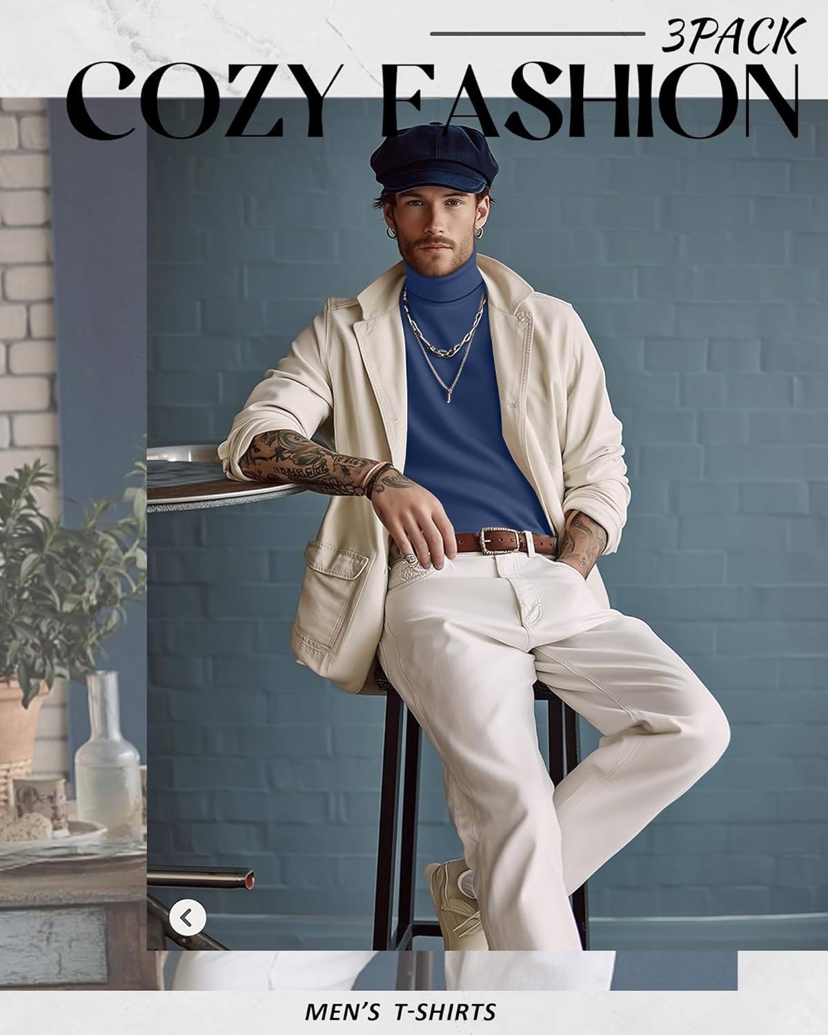 Neer 3 Pack Men's Long Sleeve Shirts, Turtleneck Thermal Sweaters Basic Pullover Tops Solid Casual Undershirts - Image 3