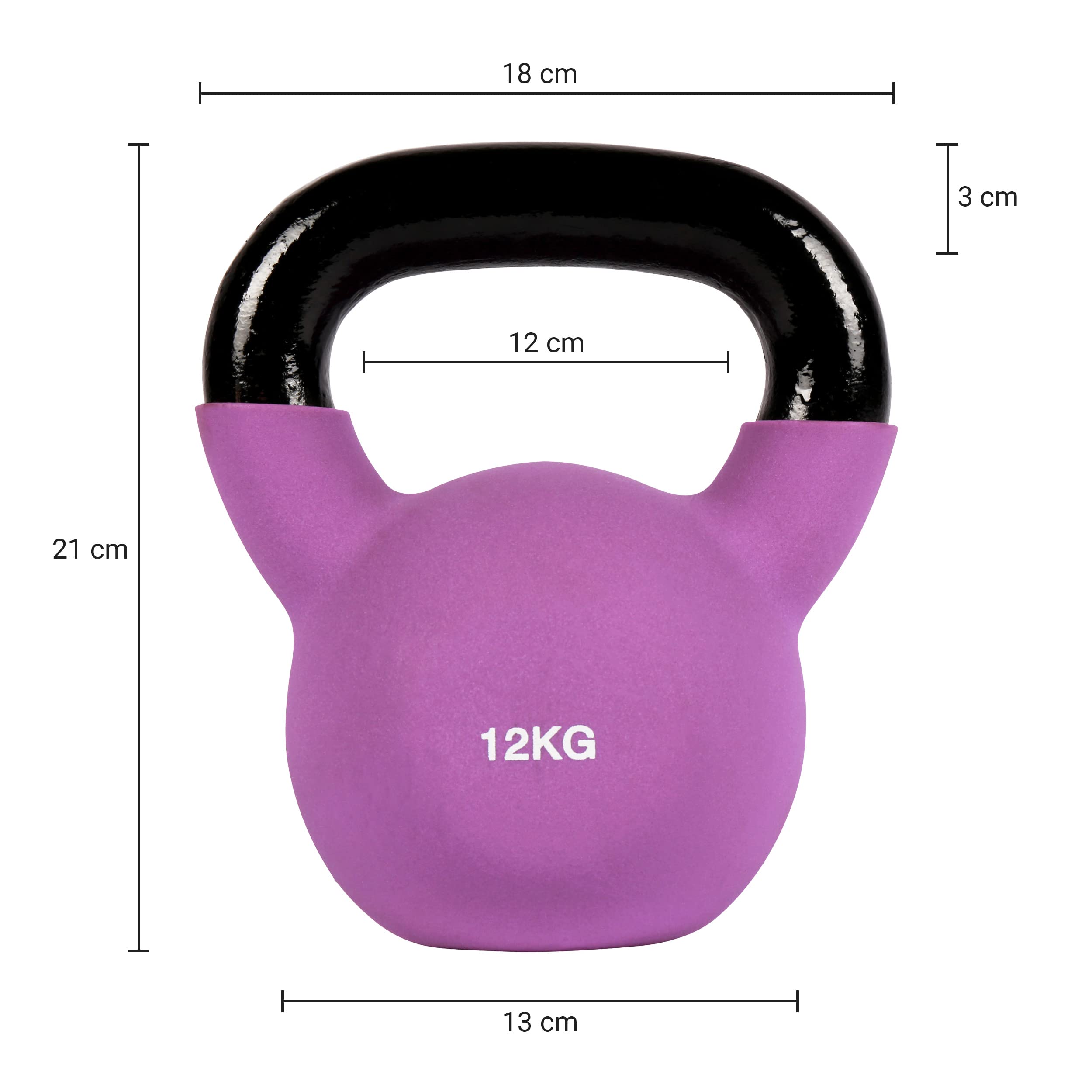 MSPORTS profesjonalne, neoprenowe hantle kettlebell, 2-30 kg, w zestawie Plakat z ćwiczeniami, hantle kettlebell 12 Kg - Lila