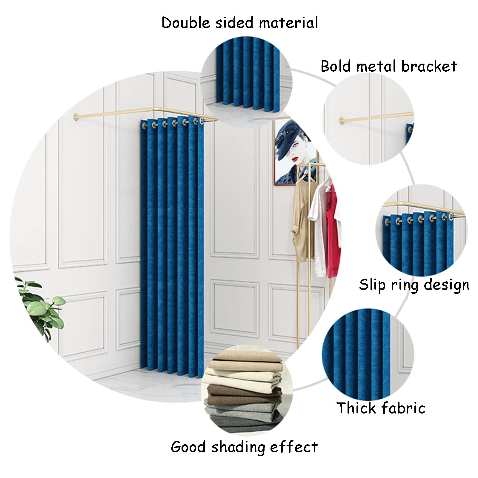 Magasin De Vêtements Salle D'essayage, De Forme Carrée Mural Cabine D'essayage, Cloison Intimité Protection Rideau Kit, Mobile Centres Commerciaux Bureau Coins Vestiaire