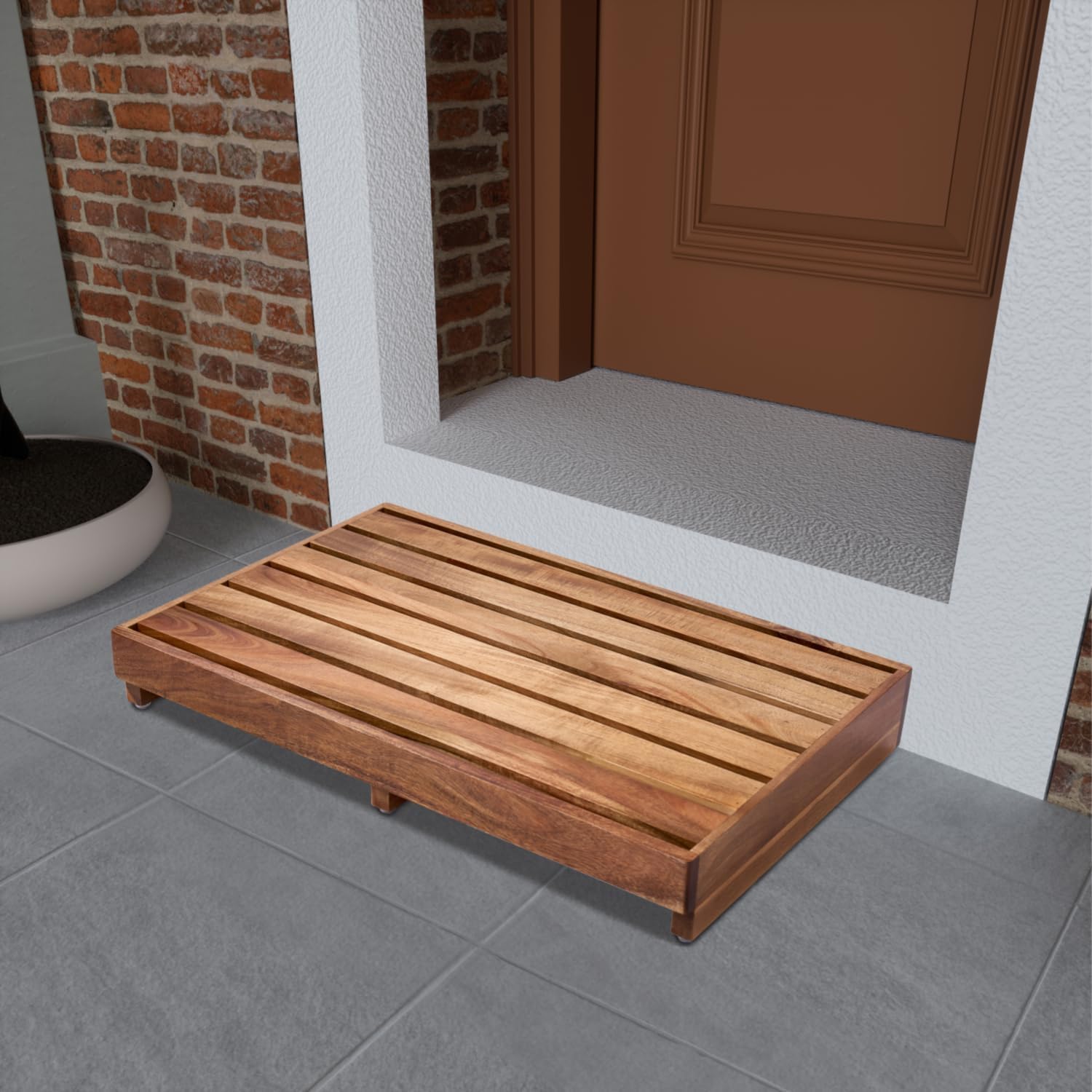 Craftsline Wooden Step Platform 3.8" Height, Outdoor Steps with Non-Skip Pads for Seniors, Acacia Wood Step Stools for Adults, Stool for Bed (No Assembly Required)-image-41