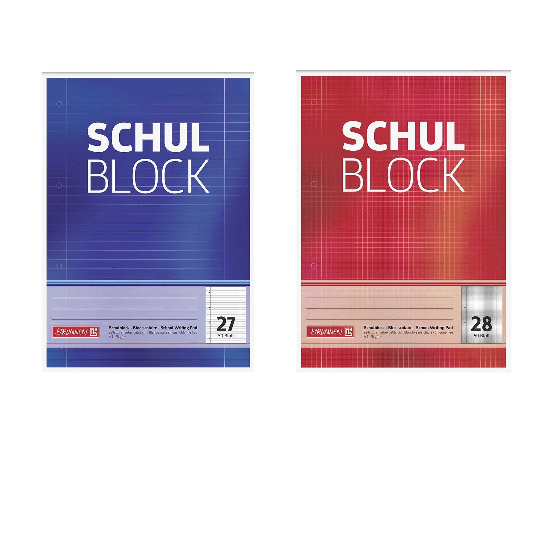 fuellermaus Schulblöcke Sparpack 10x liniert 10 x kariert - mit Rand 50 Blatt + 1 Kugelschreiber füllermaus