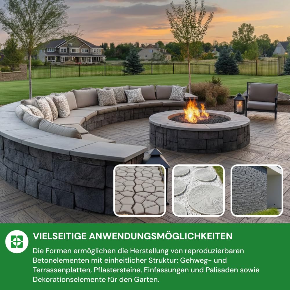 2 Stück Gießform Pflasterform Schablone für Beton 47x42x4cm Bodenbelag Platten, schalungsformen, Baumstamm, Gartendekoration, Der Querschnitt, Nachahmung Holzmaserung DIY Gehweg Pflastersteine