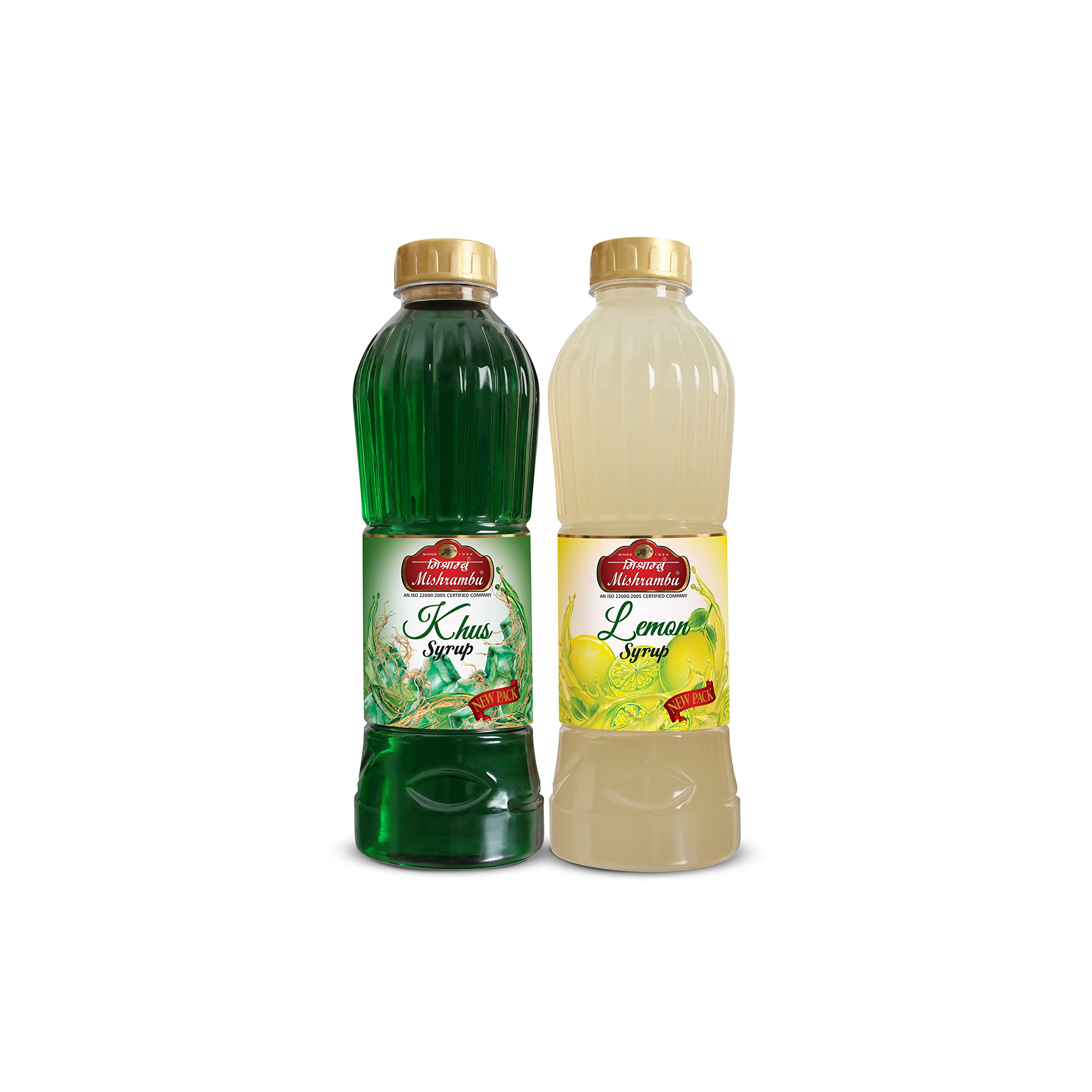 Mishrambu Combo Pack of 2 Khus Syrup and Lemon Syrup (750 ml each) | Instant Refreshing Summer Drink Sharbat | Mixed with chilled water | 100% Natural, No Added Preservatives (B09XMSNF77) Amazon Price History, Amazon Price Tracker