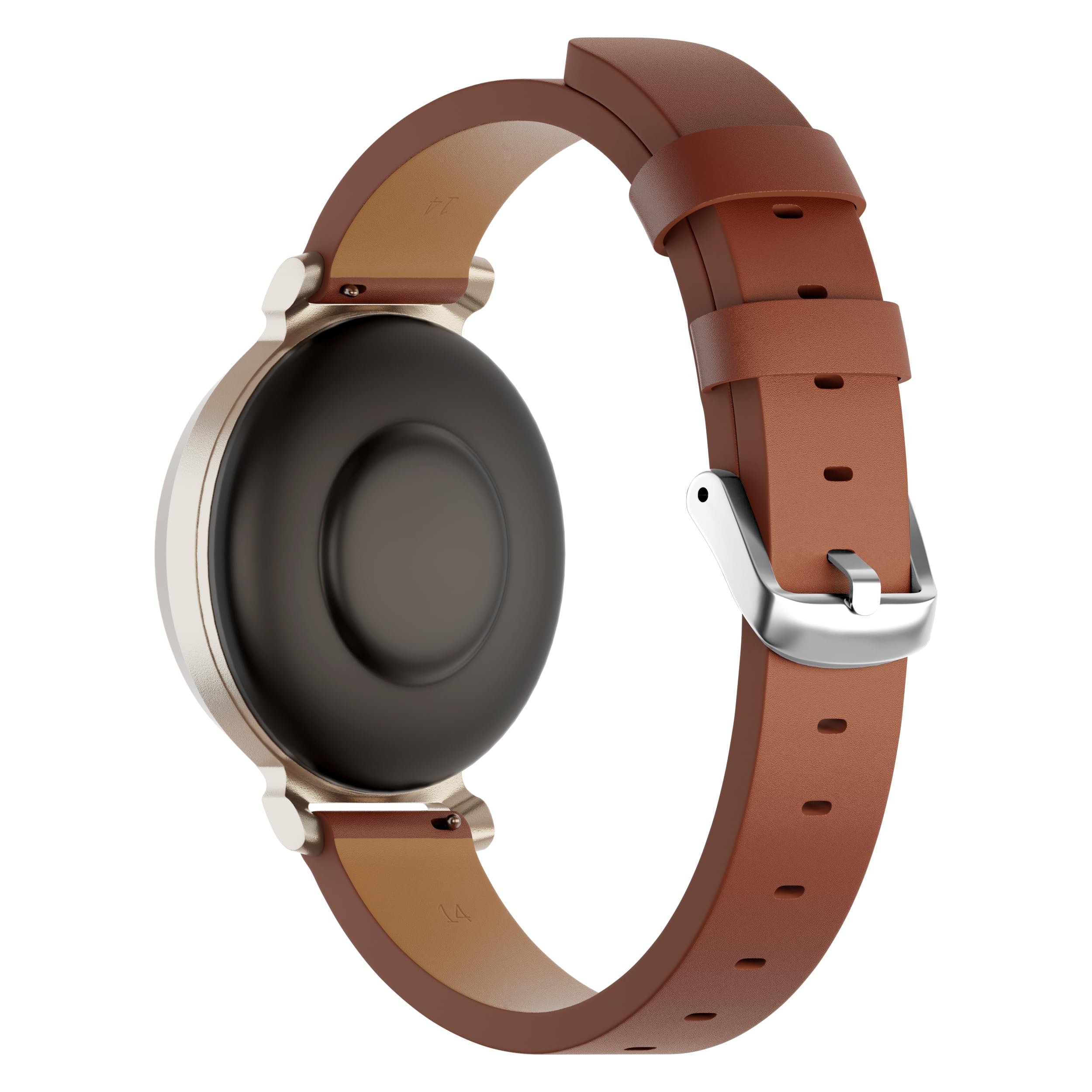 Bracelet de montre compatible avec Garmin Lily 2, 14 mm en cuir avec boucle en métal or rose, bracelet de rechange réglable pour montre intelligente active pour femme habillée
