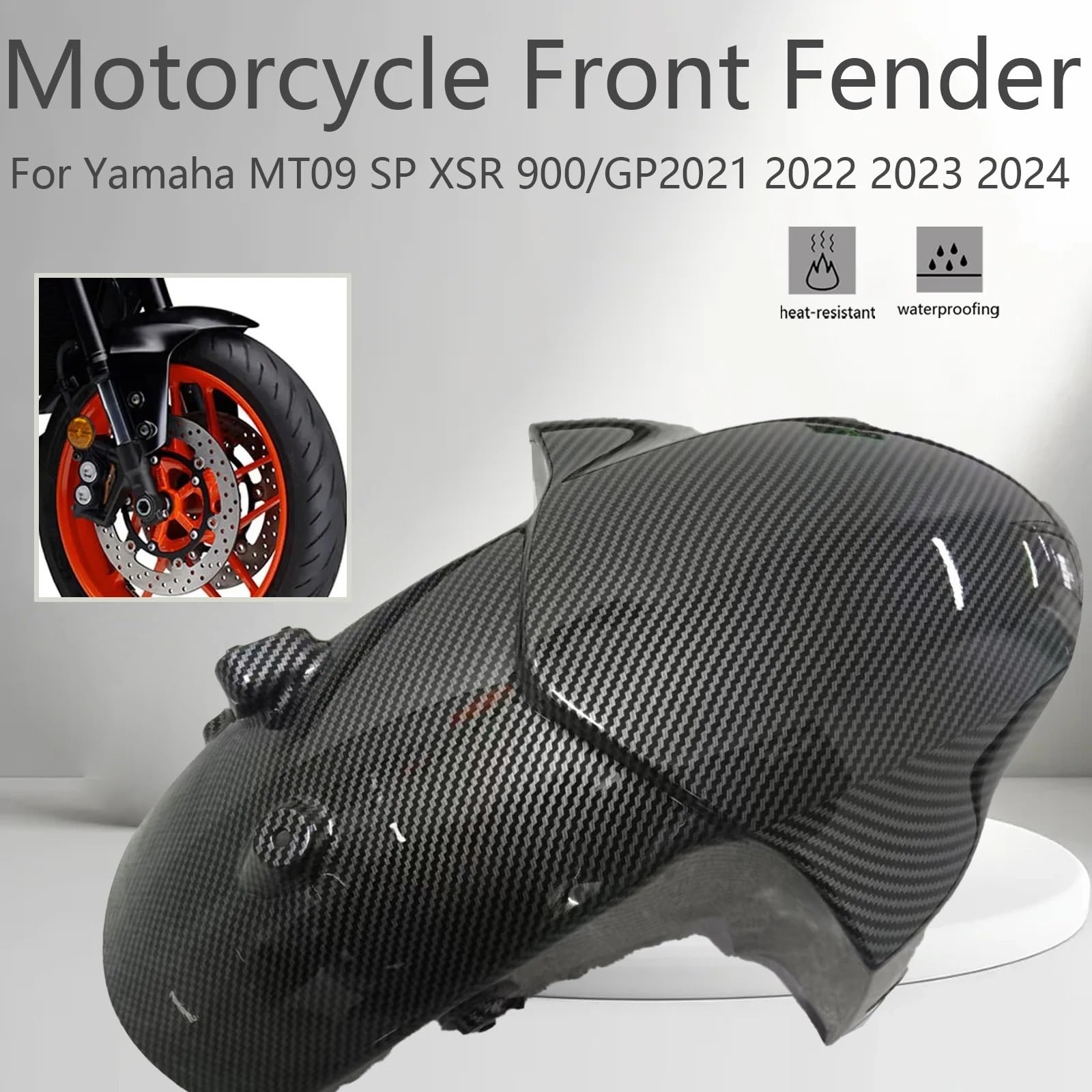 Motocykl przedni błotnik Przednia opona motocykla osłona błotnika akcesoria ABS Carbon pasuje do Yamaha MT-09 PS FZ-09 2021-2024 Błotnik motocyklowy